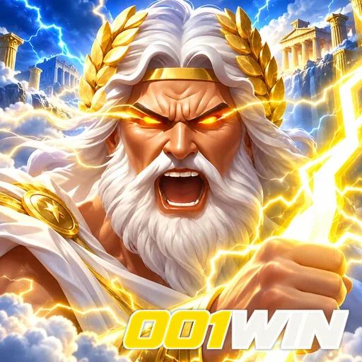 001WIN — ilustração de um personagem mitológico cercado por raios